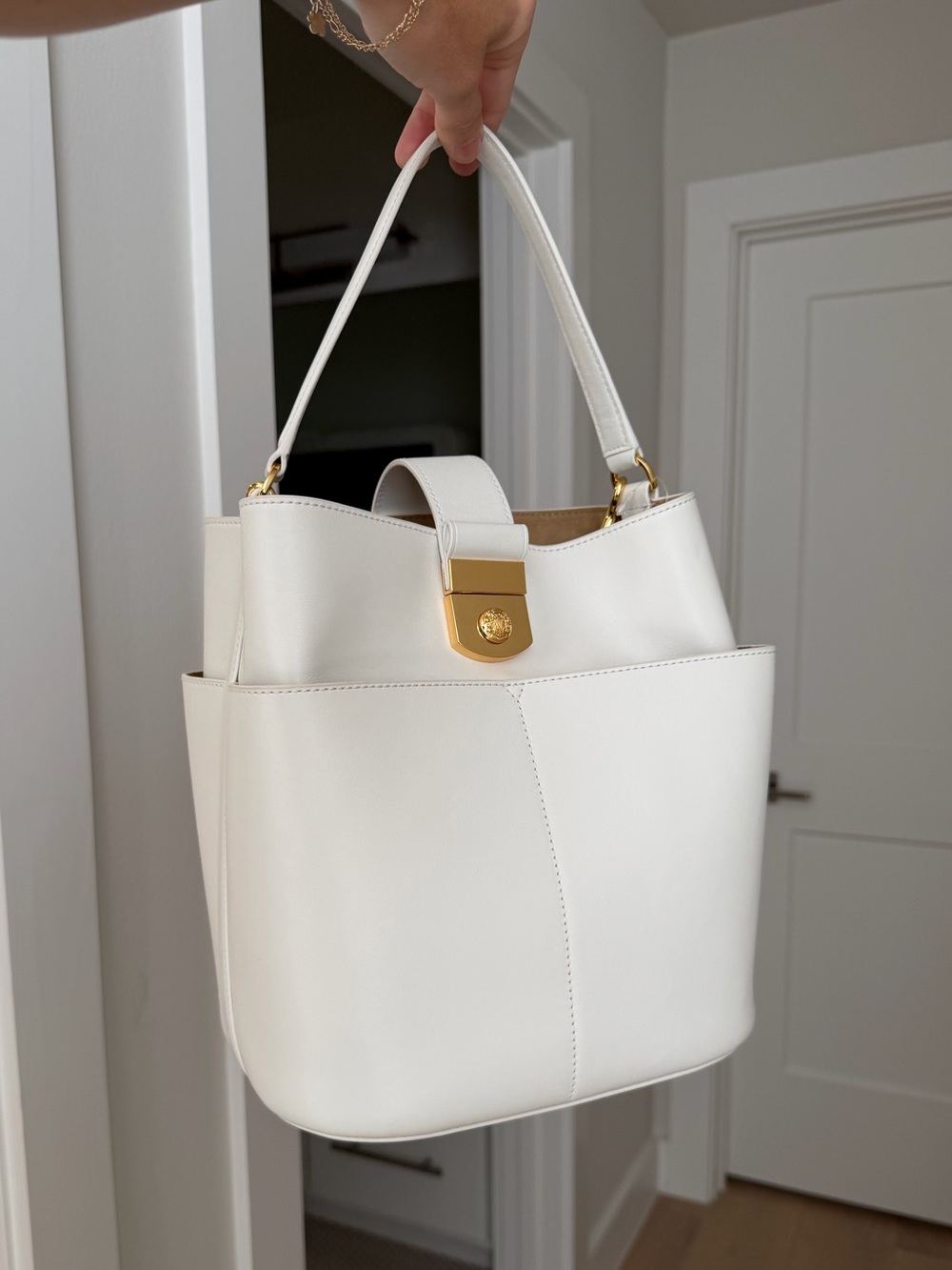 Veronica Beard Large Crest Lock Bucket Bag